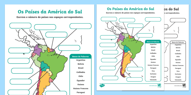 Atividade Nomear Os Pa Ses Da Am Rica Do Sul Twinkl