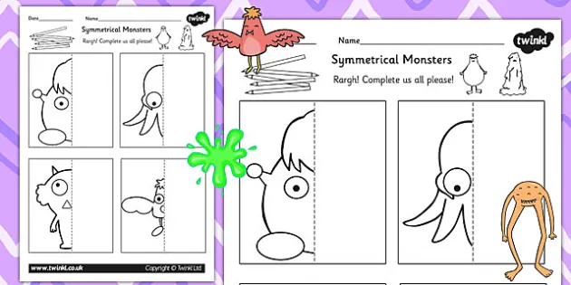 Monster Symmetry Worksheet Activity Sheets Teacher Made