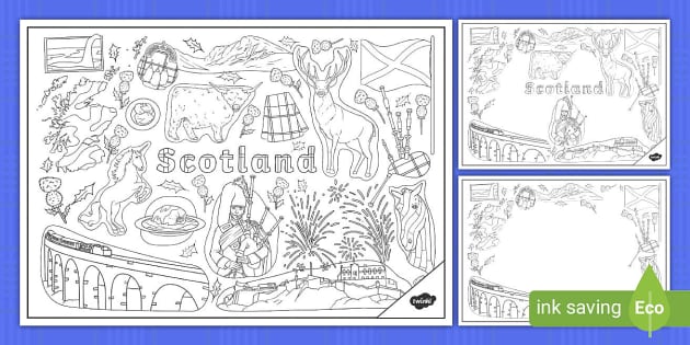 Scotland Doodle Colouring Pages (teacher made) - Twinkl