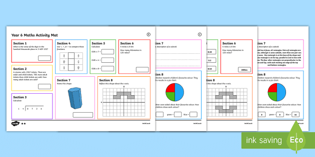 year 6 maths activity mats