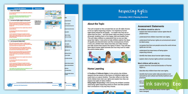 FREE! - Citizenship UKS2 Respecting Rights Planning Overview