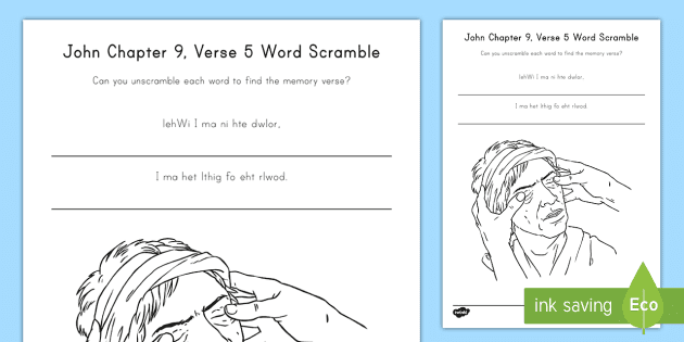 John 9 5 Word Unscramble Teacher Made