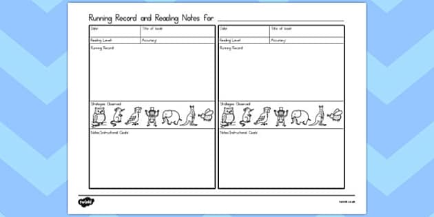 Running Record and Guided Reading Notes (teacher made)