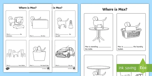 preposition of place worksheet cut and stick activity