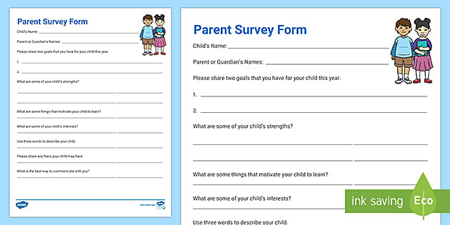 Parent Survey for Teachers | Kindergarten Resource | Twinkl