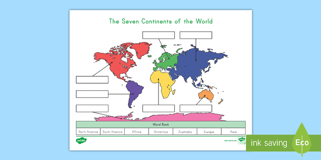 The Seven Continents Cut and Paste Labeling Activity