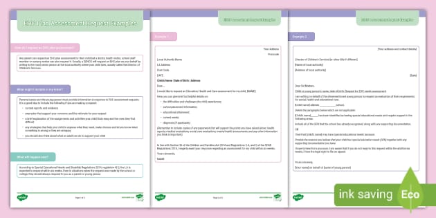 Requesting an EHC Plan Example | Autism | SEND | Twinkl