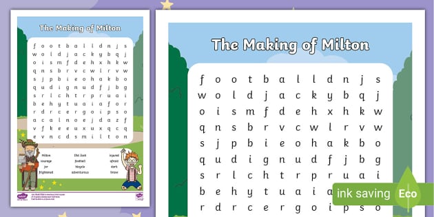 The Making of Milton Word Search (teacher made) - Twinkl