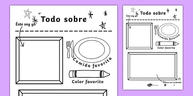 All About Me Colouring and Drawing Worksheet Spanish Spanish