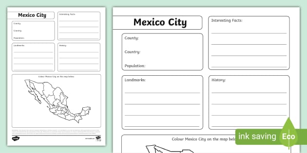 Mexico City Fact File Template (teacher made) - Twinkl