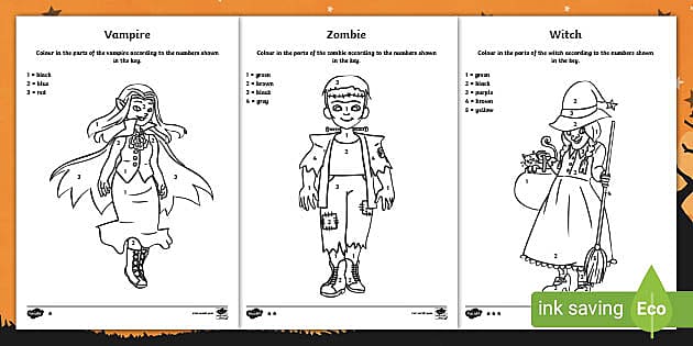 Halloween Colour By Numbers Twinkl Resources
