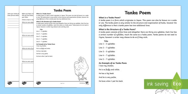 Tanka Poem Writing Template Hecho Por Educadores Twinkl
