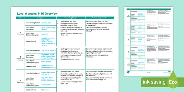 Level 6 Weeks 1-10 Overview Plan (teacher made)
