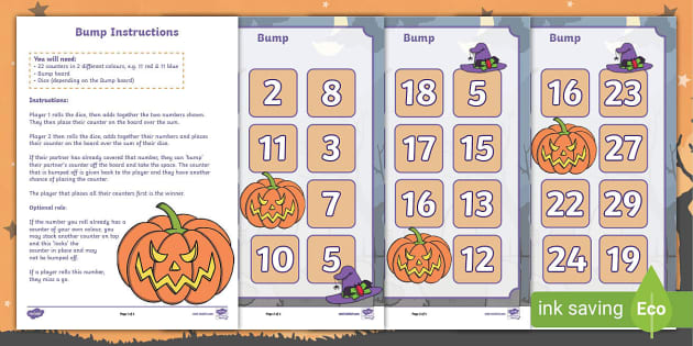 Halloween-Themed Bump Game (teacher made) - Twinkl