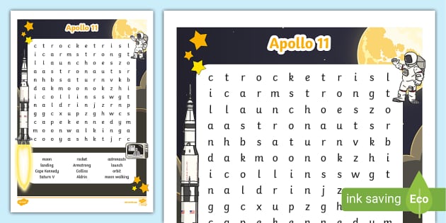 Apollo 11 Word Search - KS1 - Space (teacher made) - Twinkl