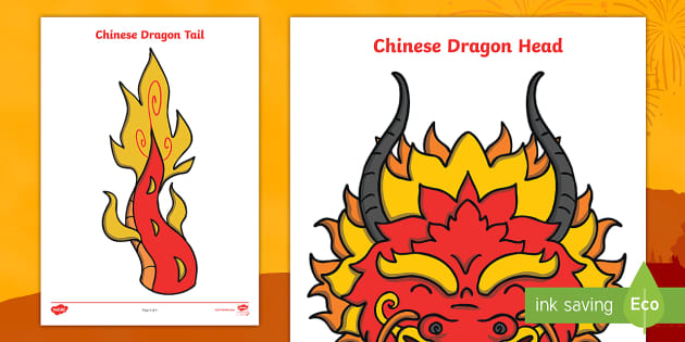 template for chinese dragon head and tail