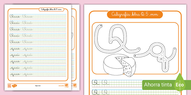 Hoja De Trabajo Caligrafía 5mm Letra Q Profesor Hizo 