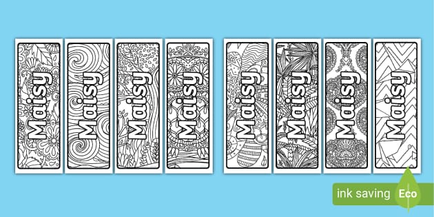 Editable Name Mindfulness Coloring Bookmarks