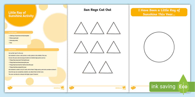 Little Ray of Sunshine Activity (teacher made) - Twinkl