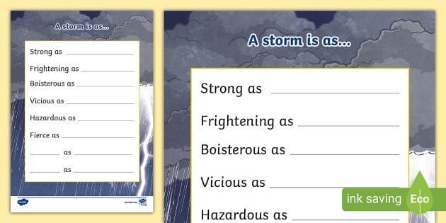 Storm Simile Poem Template (teacher made) - Twinkl