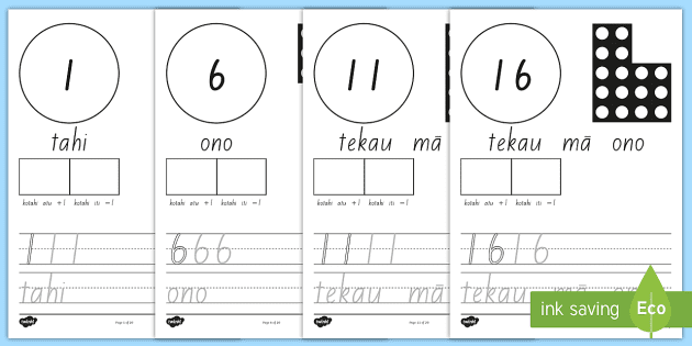 Te Reo Maori Numbers To 20 Writing Worksheets