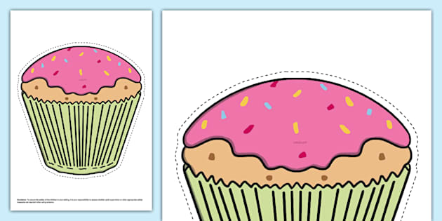 Cupcake Emoticon Cut-Out (Hecho por educadores) - Twinkl