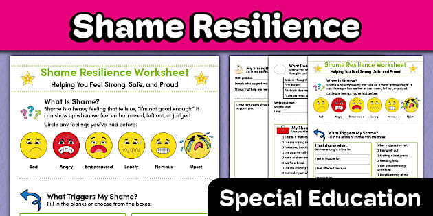 Shame Resilience Worksheets Special Education Twinkl USA