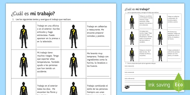 Badekar Opdater familie Guess the Job Worksheet / Worksheet Spanish