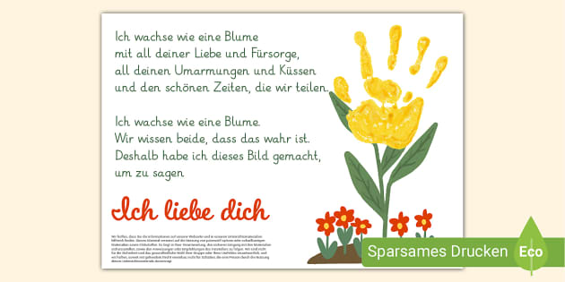 Muttertagsgedicht mit Handabdruck - Vorlage - Twinkl