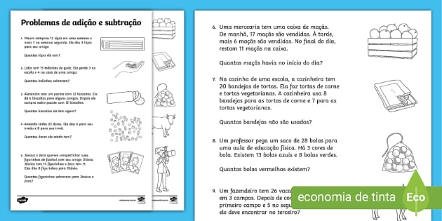 matemática Problemas de 4 operações - Recursos de ensino