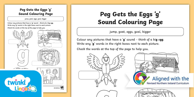 Peg Gets the Eggs 'g' Sound Colouring Page (Teacher-Made)