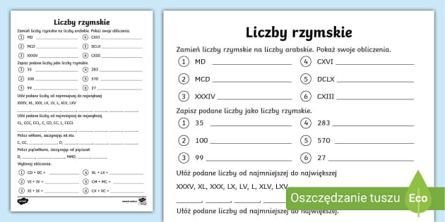 Liczby Rzymskie Karta Pracy O Liczbach Rzymskich Twinkl