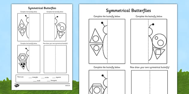 Butterfly Symmetry Shape Worksheet / Activity Sheet (Minibeasts)