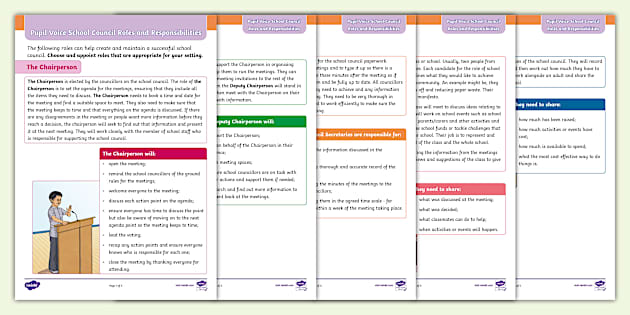 Pupil Voice School Council Roles and Responsibilities