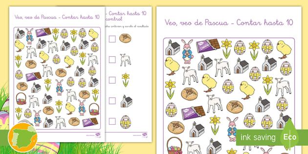 Ficha De Actividad Veo Veo Con Dibujos De Pascua Twinkl