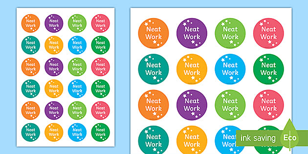 Neat Work Stickers (teacher made) - Twinkl