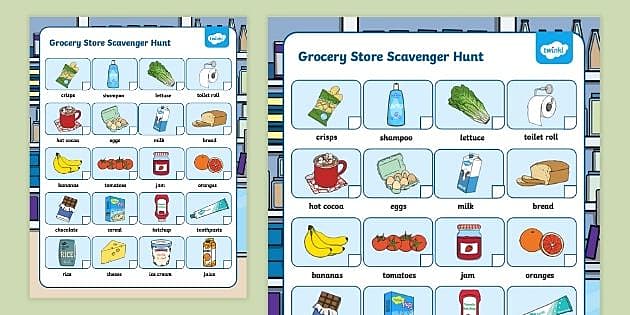 Grocery Store Scavenger Hunt Activities for Kids Twinkl