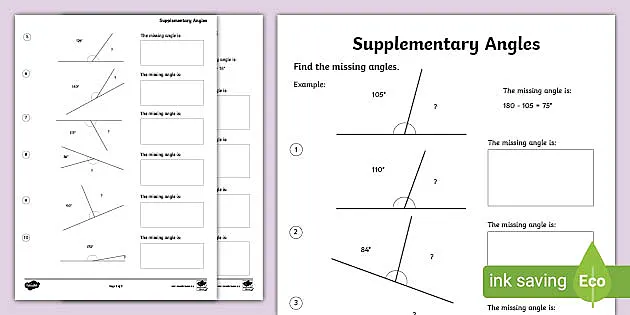 Complementary Angles Worksheet (Teacher-Made) - Twinkl