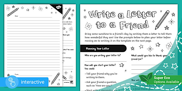 FREE! - Write a Letter to a Friend Template (teacher made)