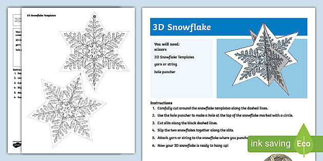 3d Snowflake Template  Paper snowflake template, Snowflake template,  Printable snowflake template