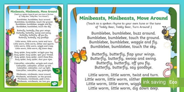 Minibeasts, Minibeasts, Move Around Rhyme | Twinkl - Twinkl