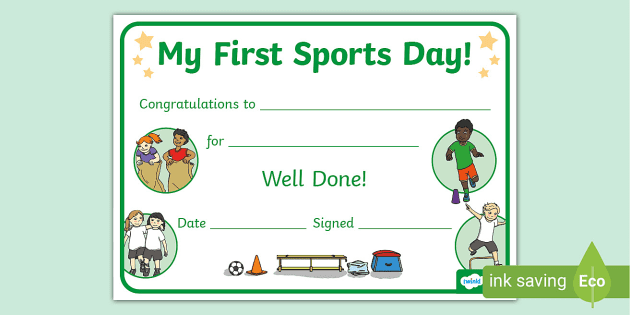 My First Sports Day Certificate (teacher made) - Twinkl