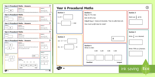 Procedural Year 6 Mat 1 Maths Activity Mats (teacher made)