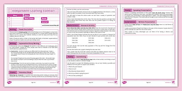 L4 May 2021 Independent Learning Contract (teacher made)