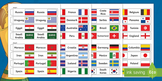 World Cup Country Name And Flags Wristbands