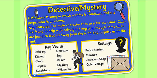 Story Genres Detective Mystery Display Poster (teacher made)