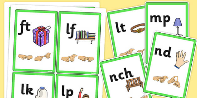 Phase 4 Final Sound Flash Cards with British Sign Language - sign