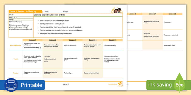 Grade 2 Phonics Term 4 Ly Planning Teacher Made Twinkl