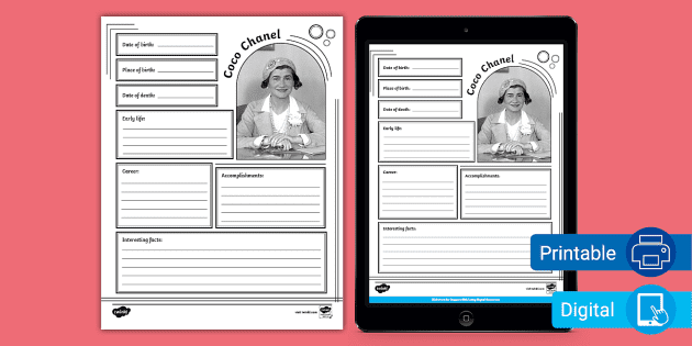 All About Coco Chanel Research and Write Activity for 3rd-5th Grade