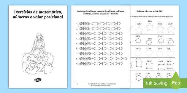 Exercícios e fichas de atividades, Exercícios Matemática